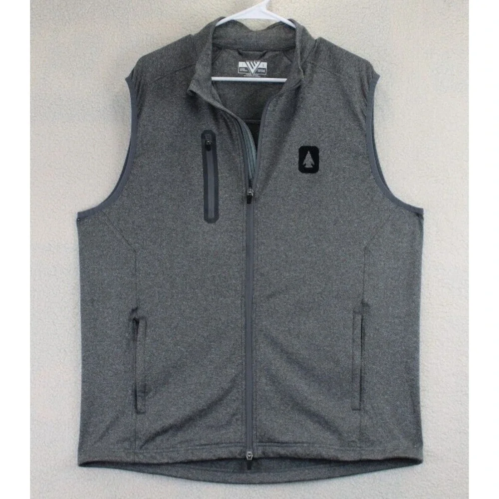 LEVELWEAR Men's Heather Gray Full Zip Vest Performance Logo Size L‎